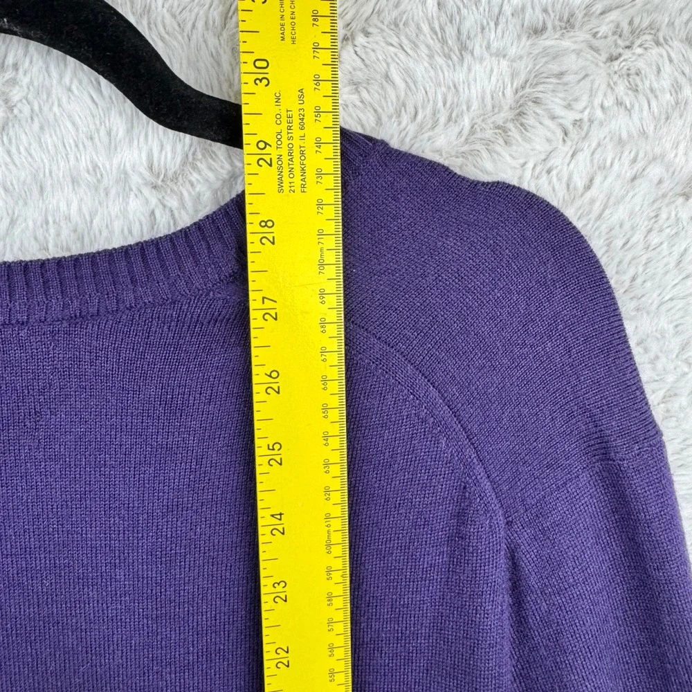 Banana Republic V-Neck Sweater Mens Large Purple Extra Fine Merino Wool Knit